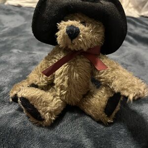 Boyds Bears Plush with Black Hat and Brown Fur